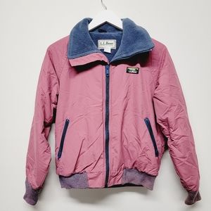Vintage 90's Y2K L.L. Bean Fleece Lining Zip Up Bomber Coat Jacket Fandango Sz M
